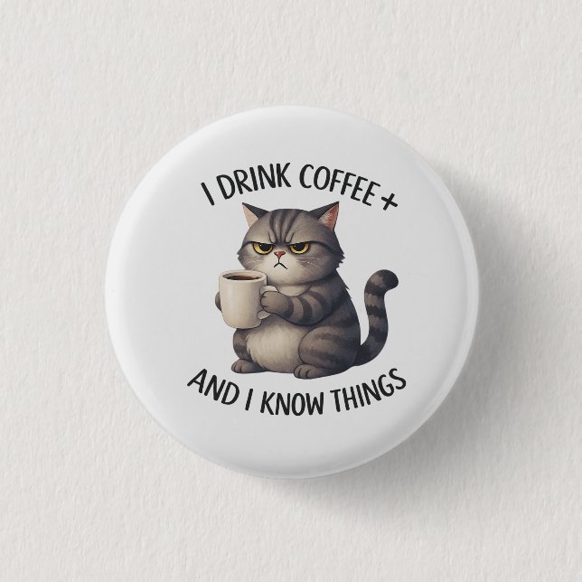 Badge Rond 2,50 Cm Coffee Cat Wisdom (Devant)
