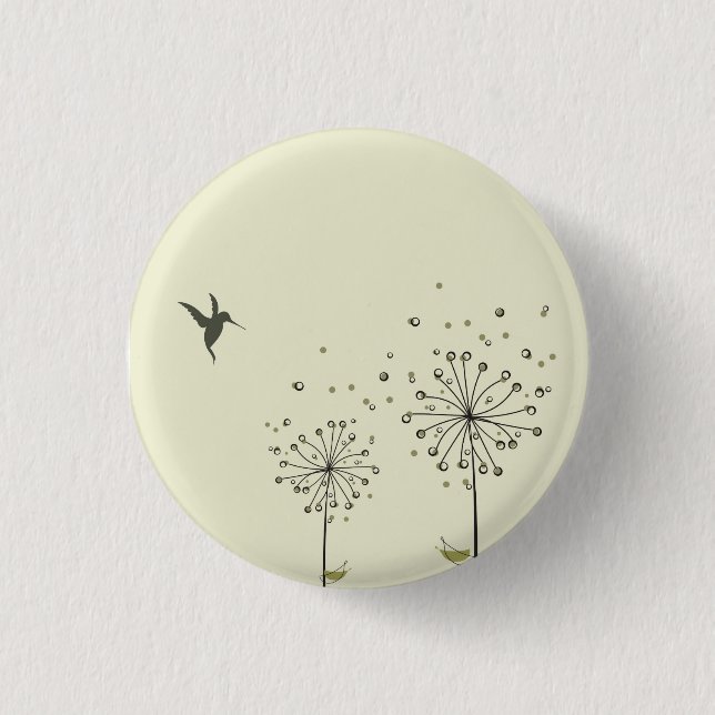 Badge Rond 2,50 Cm Colibri et pissenlit (Devant)