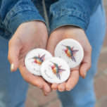Badge Rond 2,50 Cm Colibri exotique coloré personnalisable<br><div class="desc">colibri volant coloré en aquarelle</div>