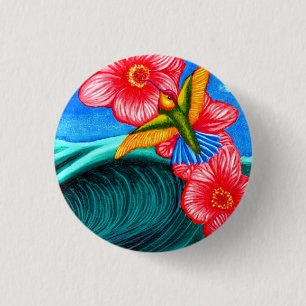 Badge Rond 2,50 Cm Colibri Océan
