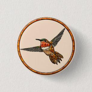 Badge Rond 2,50 Cm Colibri roux