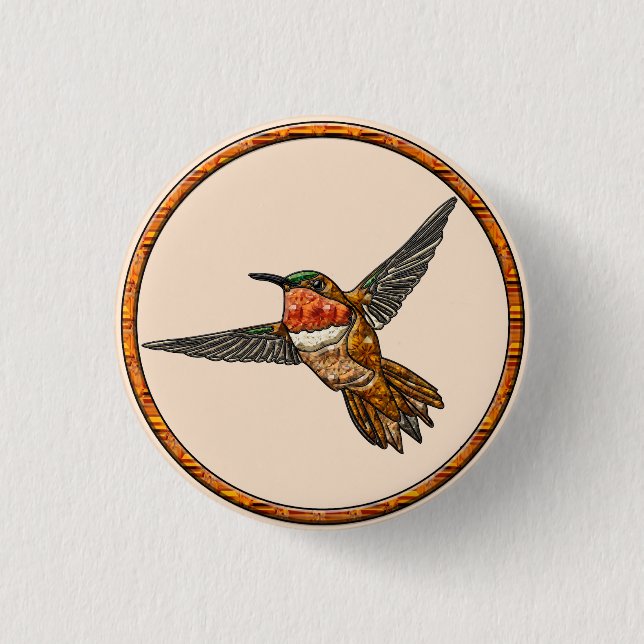 Badge Rond 2,50 Cm Colibri roux (Devant)