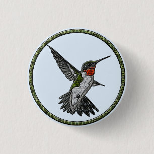 Badge Rond 2,50 Cm Colibri Ruby Throsé