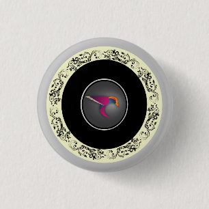 Badge Rond 2,50 Cm Colibri violet élégant