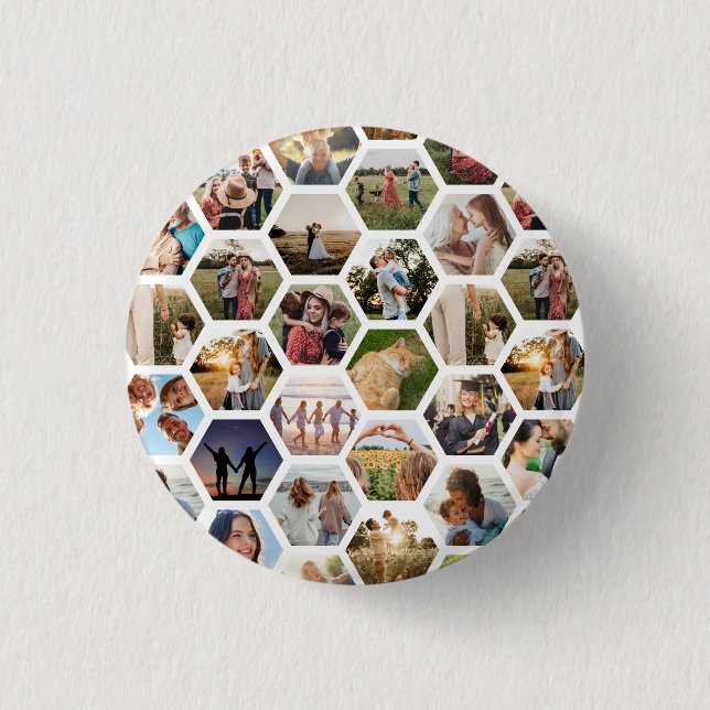 Badge Rond 2,50 Cm Collage photo Motif Hexagon géométrique (Devant)