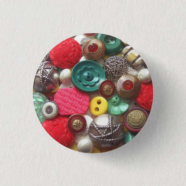 Badge Rond 2,50 Cm Collage rouge et vert de bouton (Devant)