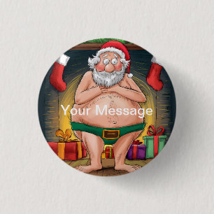 Badge Rond 2,50 Cm Collection de Noël Funny Dirty Santa