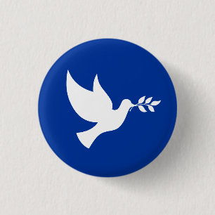 Badge Rond 2,50 Cm Colombe de la paix bleue et blanche