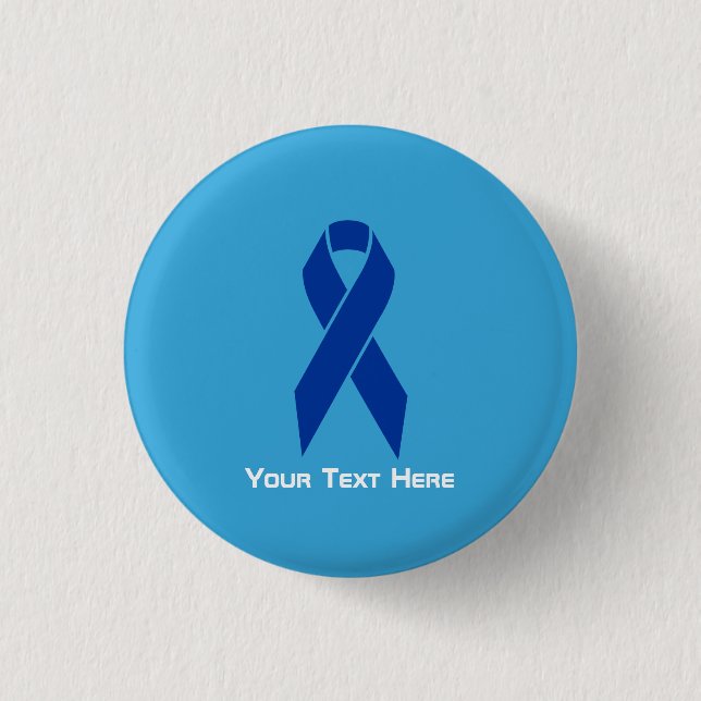 Badge Rond 2,50 Cm Colon Cancer Awareness Bleu Ruban (Devant)
