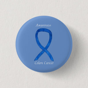 Badge Rond 2,50 Cm Colon Cancer Blue Awareness Ruban Custom Art Pin