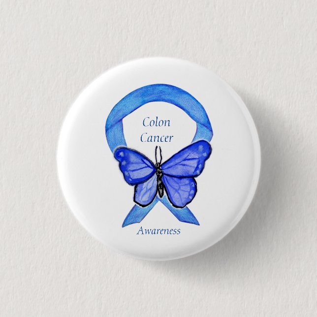Badge Rond 2,50 Cm Colon Cancer Blue Awareness Ruban Custom Art Pin (Devant)