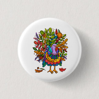 Badge Rond 2,50 Cm Coloré et incroyable dindon stylé drôle