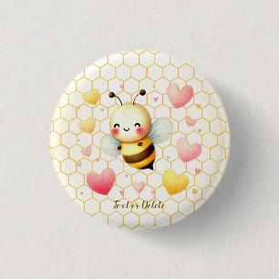 Badge Rond 2,50 Cm Coloré Happy Little Honey Bee Baby shower mignon