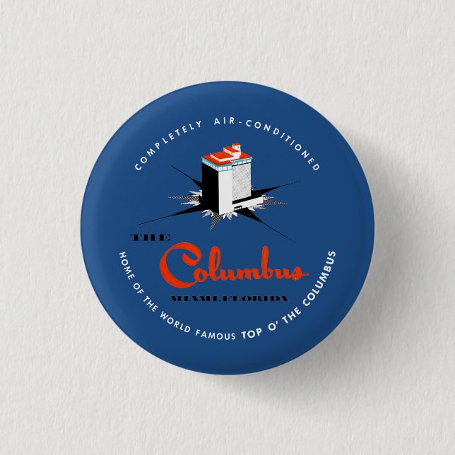 Badge Rond 2,50 Cm Columbus Hotel Miami Floride (Devant)