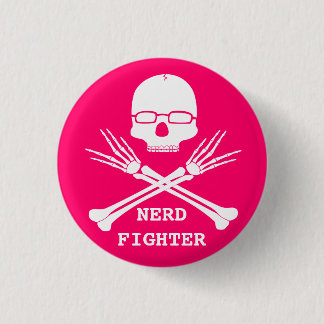 Badge Rond 2,50 Cm COMBATTANT NERD, couleur de personnaliser (voir la