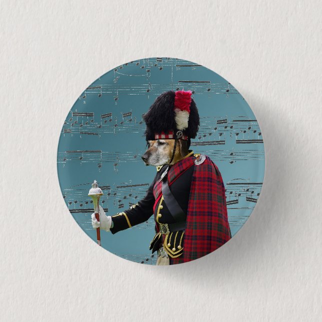 Badge Rond 2,50 Cm Commandant de tuyau drôle de chien (Devant)