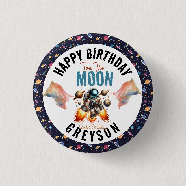 Badge Rond 2,50 Cm commencer à remorquer la lune 2e Anniversaire Espa (Devant)