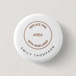 Badge Rond 2,50 Cm Company Logo Employee Delegate Name White