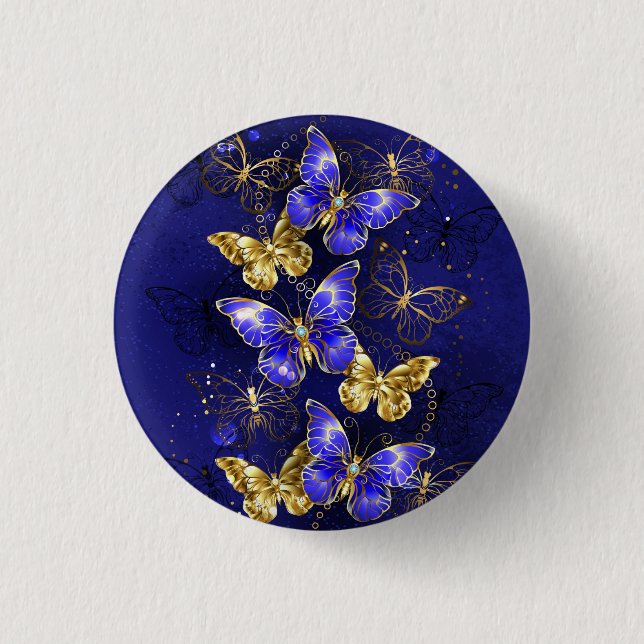 Badge Rond 2,50 Cm Composition avec papillons Sapphire (Devant)