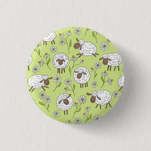 Badge Rond 2,50 Cm Compter les moutons sur le vert de rosée miel (Devant)