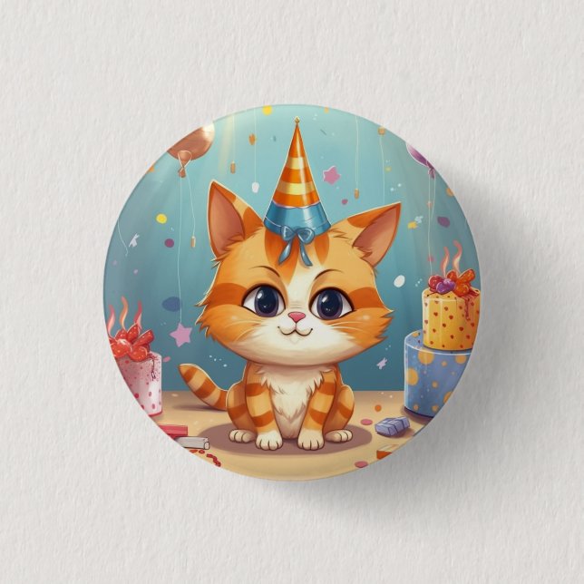 Badge Rond 2,50 Cm Conception à thème chat chat roux mignon (Devant)