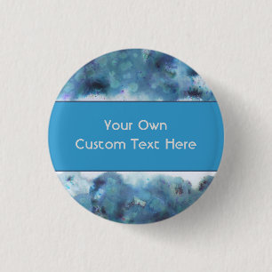 Badge Rond 2,50 Cm Conception abstraite dans le bleu et la sarcelle