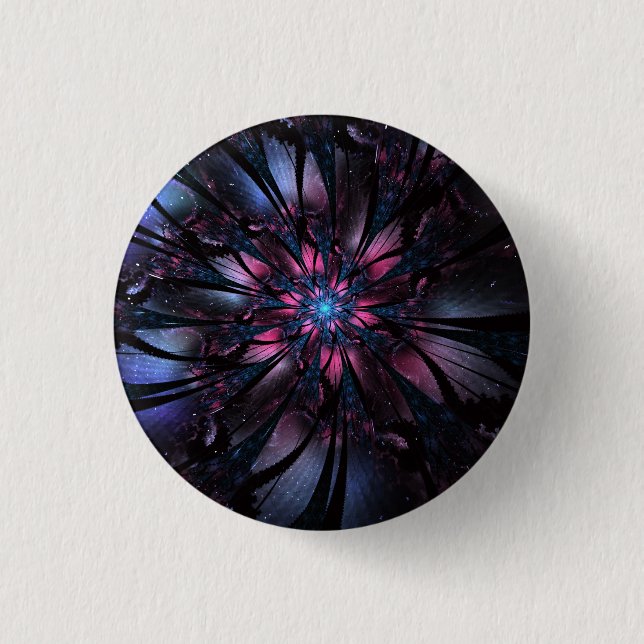 Badge Rond 2,50 Cm Conception Abstraite des fleurs fractales. (Devant)