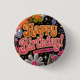 Badge Rond 2,50 Cm Conception colorée inspirée de la rétro avec typog