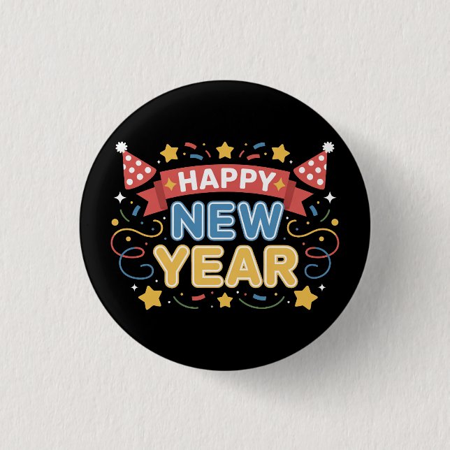 Badge Rond 2,50 Cm Conception de célébration de Nouvel An joyeux (Devant)