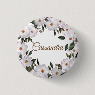 Badge Rond 2,50 Cm Conception de fleurs roses ballerine aquarelle