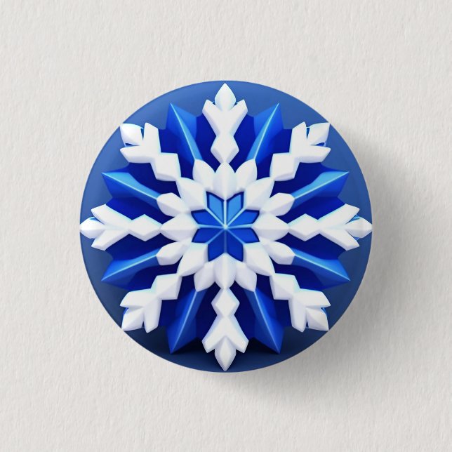 Badge Rond 2,50 Cm Conception de flocon de neige blanc détaillé (Devant)