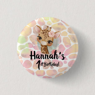 Badge Rond 2,50 Cm Conception de la fête d'anniversaire de la Girafe