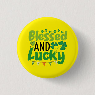 Badge Rond 2,50 Cm Conception de la Saint-Patrick bénie et chanceuse-