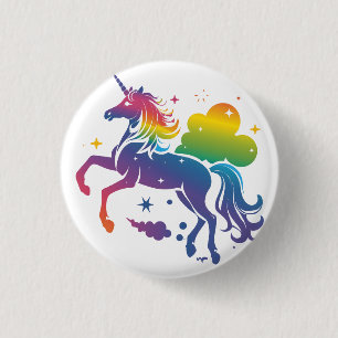 Badge Rond 2,50 Cm Conception de licorne de couleur arc-en-ciel