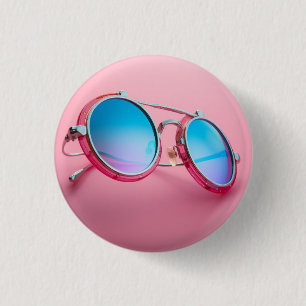 Badge Rond 2,50 Cm Conception de lunettes de soleil, rose cool