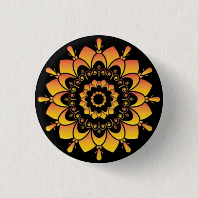Badge Rond 2,50 Cm Conception de mandala unique doré (Devant)