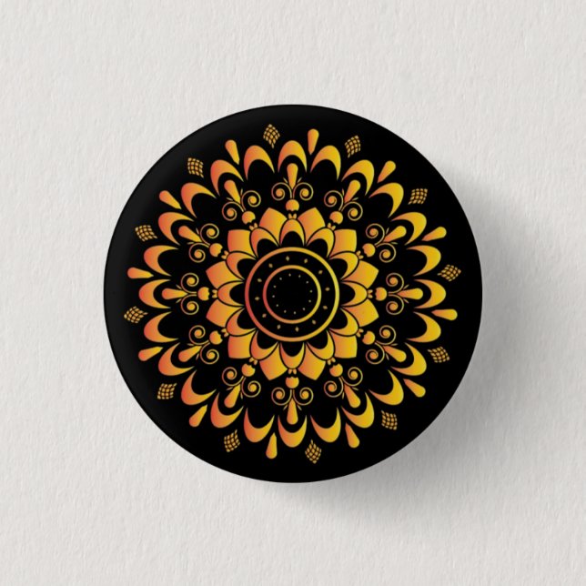 Badge Rond 2,50 Cm Conception de mandala unique doré-95747 (Devant)
