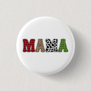 Badge Rond 2,50 Cm Conception de motif à carreaux de Mama Noël