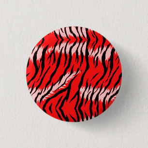 Badge Rond 2,50 Cm Conception de motif de peau d'animal Tigre rouge