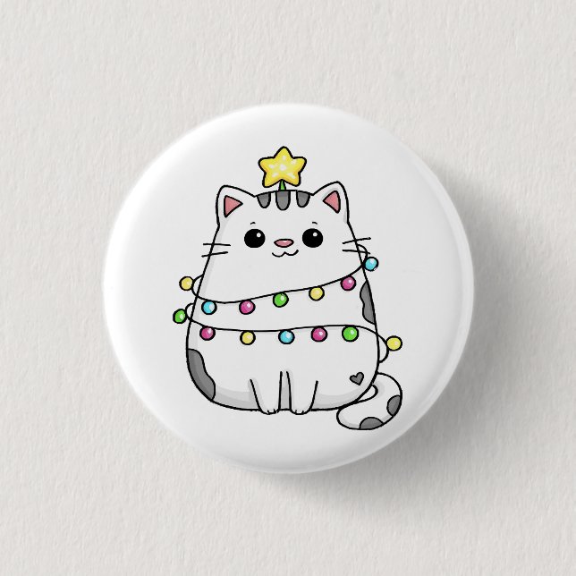 Badge Rond 2,50 Cm Conception de Noël de chat mignon  (Devant)