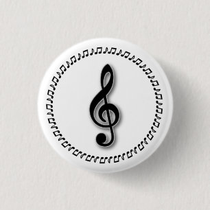 Badge Rond 2,50 Cm Conception de note de musique de clef triple