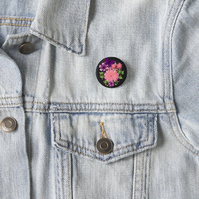 Badge Rond 2,50 Cm Conception de papillon floral rose à l'aquarelle  (En situation)