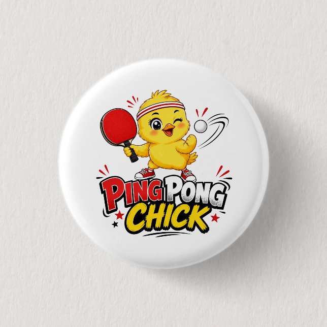 Badge Rond 2,50 Cm Conception de ping-pong de poussin mignonne (Devant)