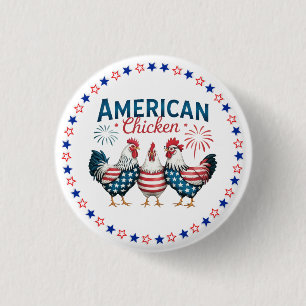Badge Rond 2,50 Cm Conception de poulet américain patriotique du 4 ju