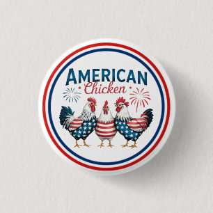 Badge Rond 2,50 Cm Conception de poulet américain patriotique du 4 ju