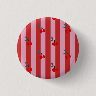 Badge Rond 2,50 Cm Conception de rayure rouge et rose avec carte aux