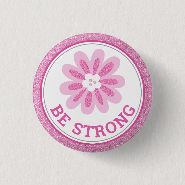 Badge Rond 2,50 Cm Conception de sensibilisation au cancer du sein Fl (Devant)