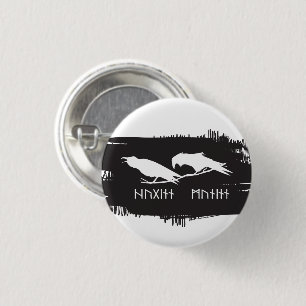 Badge Rond 2,50 Cm Conception de tatouage de corbeaux vikings Huginn