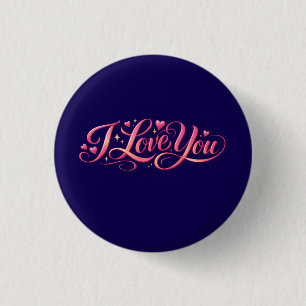 Badge Rond 2,50 Cm Conception de typographie minimaliste « Je t'aime