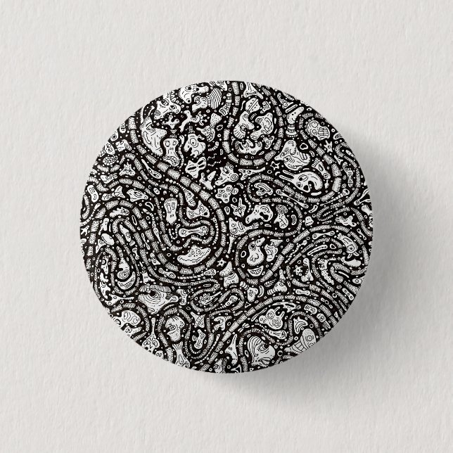 Badge Rond 2,50 Cm Conception de visages étranges de dessin animé sin (Devant)